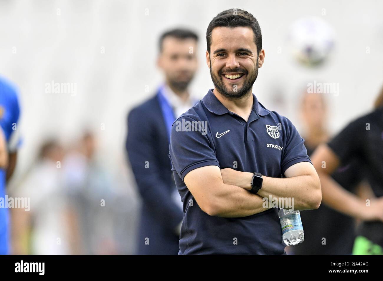 TORINO - FC Barcellona allenatore femminile Jonatan Giraldez durante la finale della UEFA Women's Champions League tra il Barcelona FC e l'Olympique Lyon al Juventus Stadium il 21 maggio 2022 a Torino, Italia. ANP | ALTEZZA OLANDESE | GERRIT DA COLONIA Foto Stock