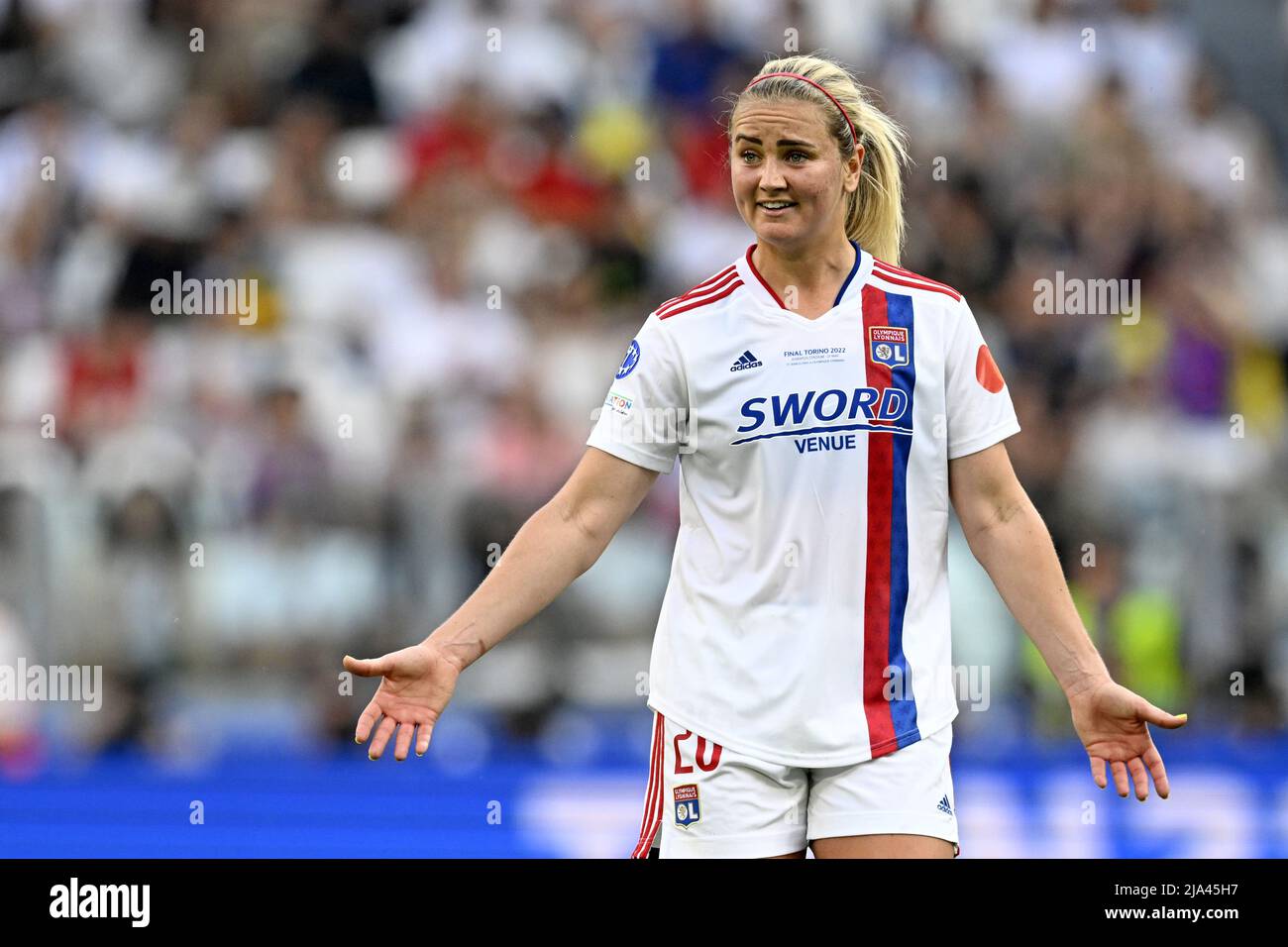 TORINO - Lindsey Horan delle donne Olympique Lyonnais durante la finale della UEFA Women's Champions League tra il Barcelona FC e l'Olympique Lyon allo Stadio Juventus il 21 maggio 2022 a Torino. ANP | ALTEZZA OLANDESE | GERRIT DA COLONIA Foto Stock