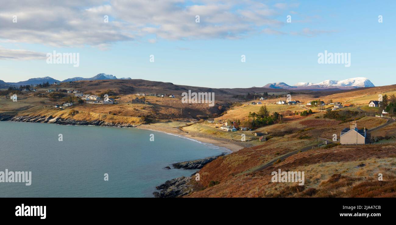 Panorama della comunità di Talmine, Una Mhoine, Sutherland Foto Stock