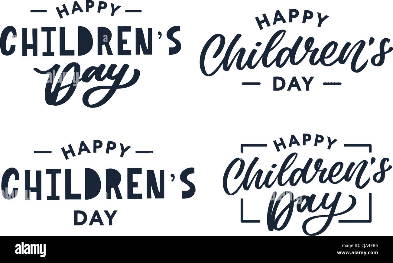 Buon giorno dei bambini. Frase vacanza. Lettere vettoriali disegnate a mano Illustrazione Vettoriale