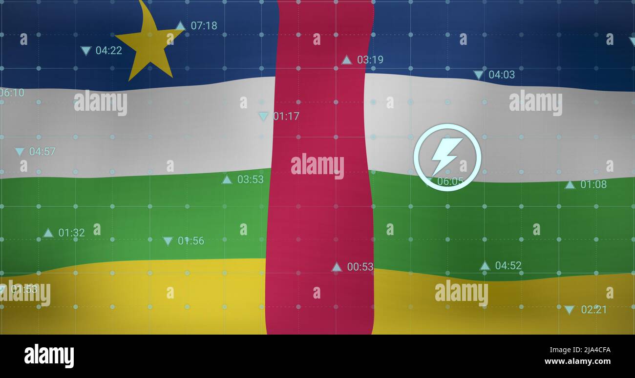 Immagine del trattamento dei dati su bandiera della repubblica centrafricana Foto Stock