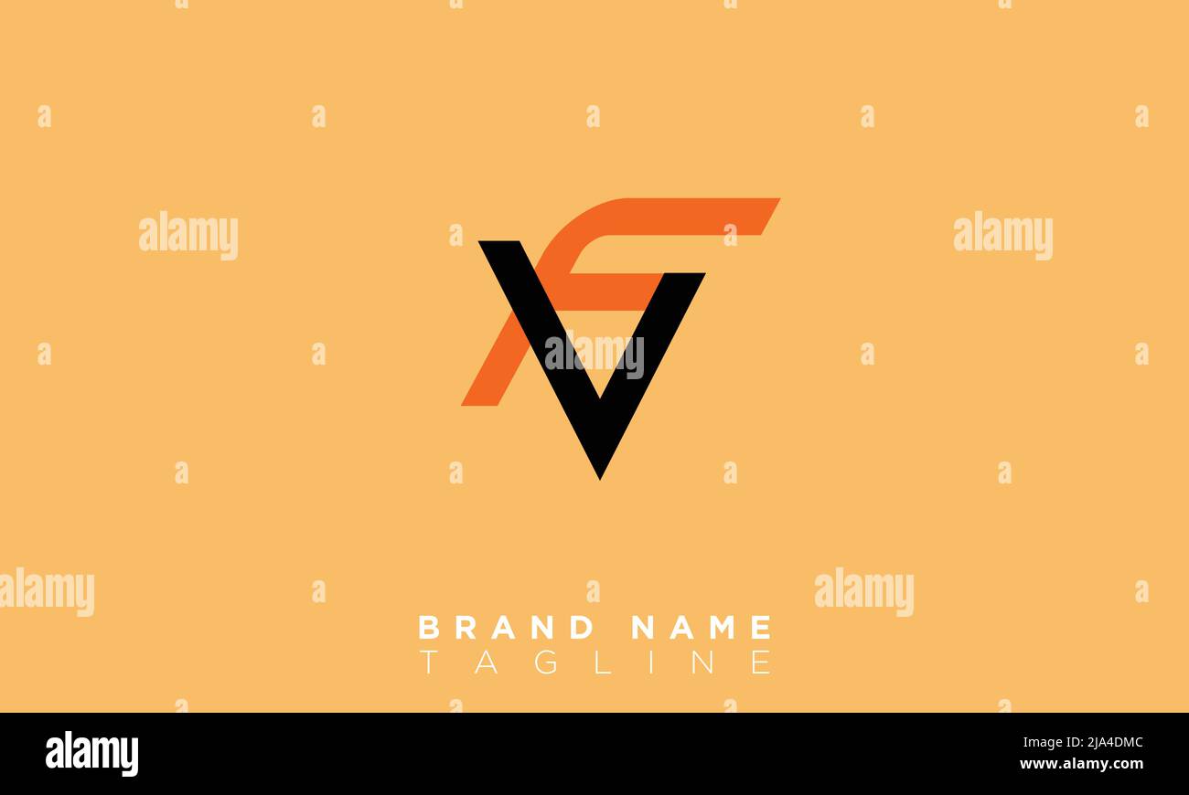 Lettere maiuscole iniziali Logo monogramma FV, VF, F e V. Illustrazione Vettoriale