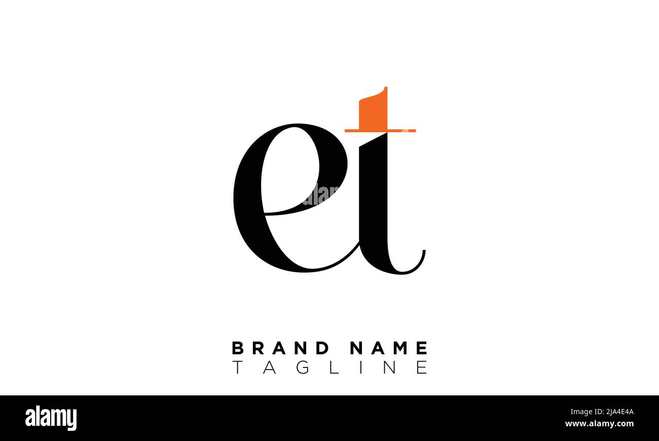 Lettere alfabetiche iniziali logo monogramma ET, TE, e e T. Illustrazione Vettoriale