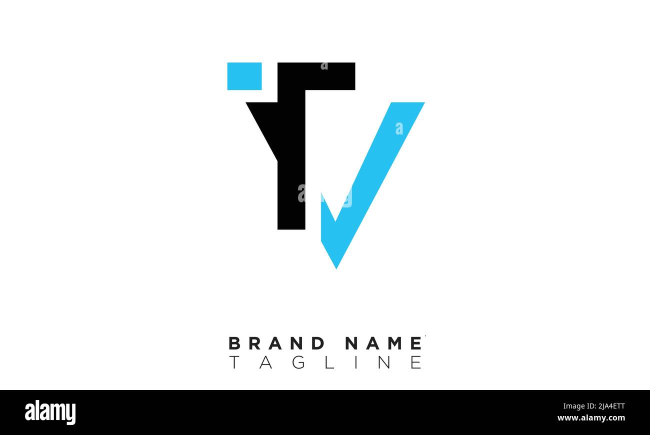 Lettere alfabetiche iniziali logo monogramma TV, VT, T e V. Illustrazione Vettoriale