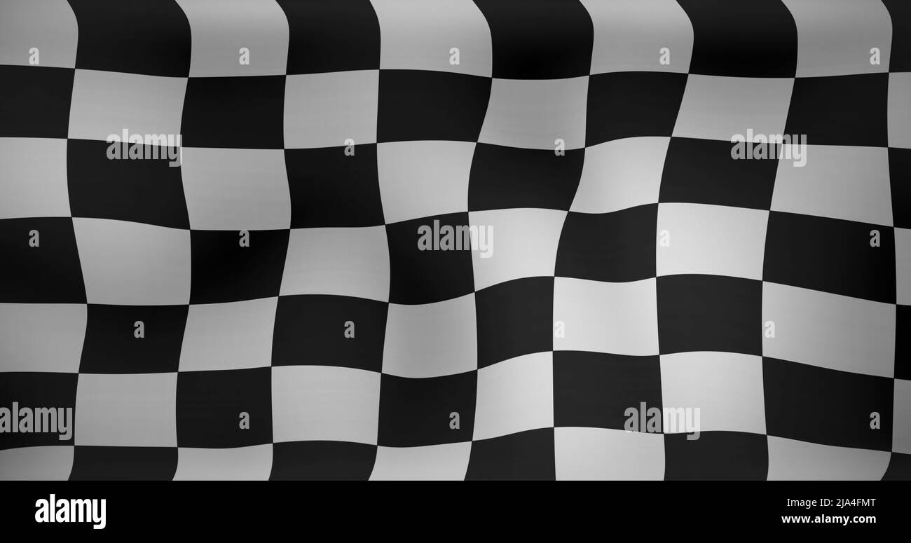 Immagine dell'ondulazione della linea di finitura in bianco e nero a scacchi Foto Stock