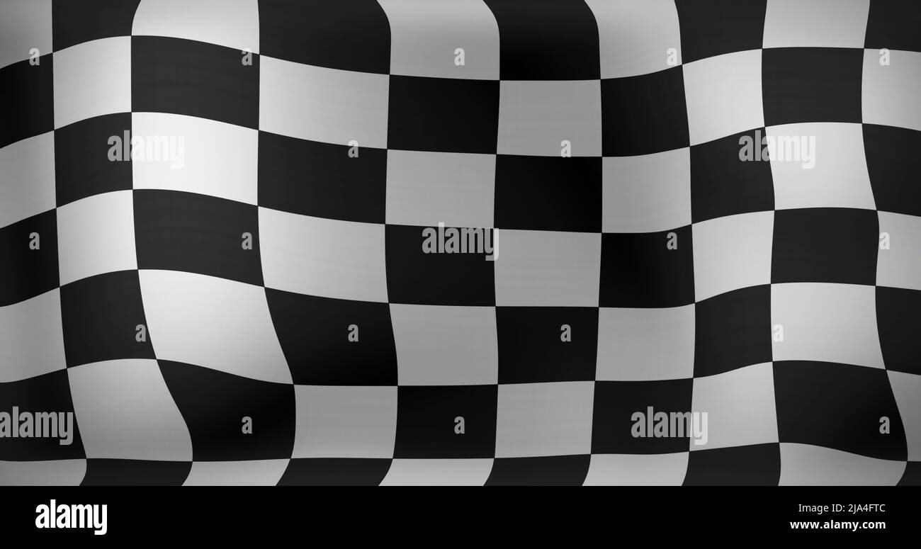 Immagine dell'ondulazione della linea di finitura in bianco e nero a scacchi Foto Stock