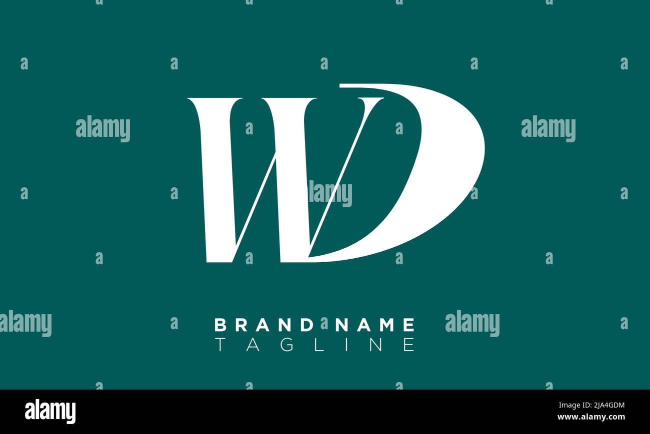 Lettere alfabetiche iniziali logo monogramma WD, DW, W e D. Illustrazione Vettoriale