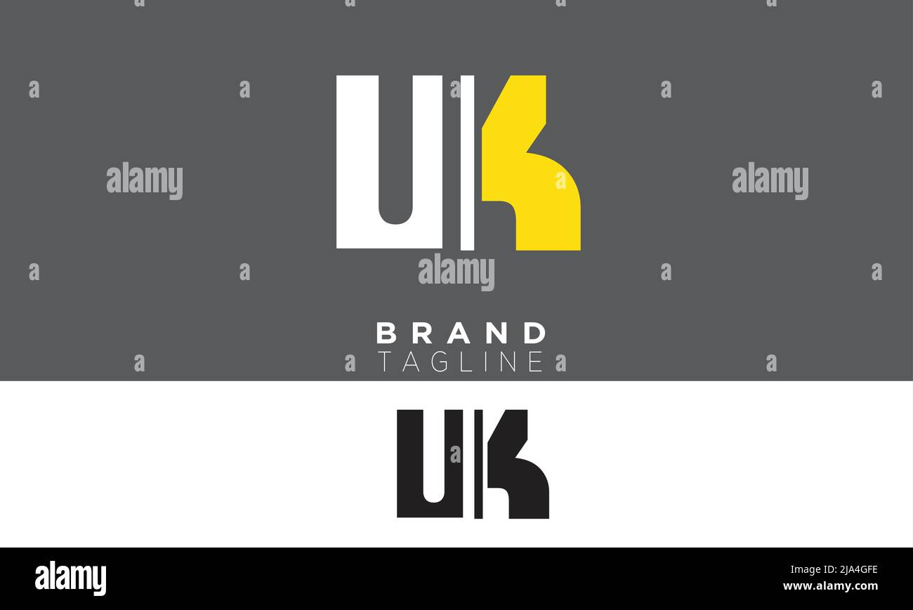 Lettere alfabetiche iniziali logo monogramma UK, KU, U e K. Illustrazione Vettoriale