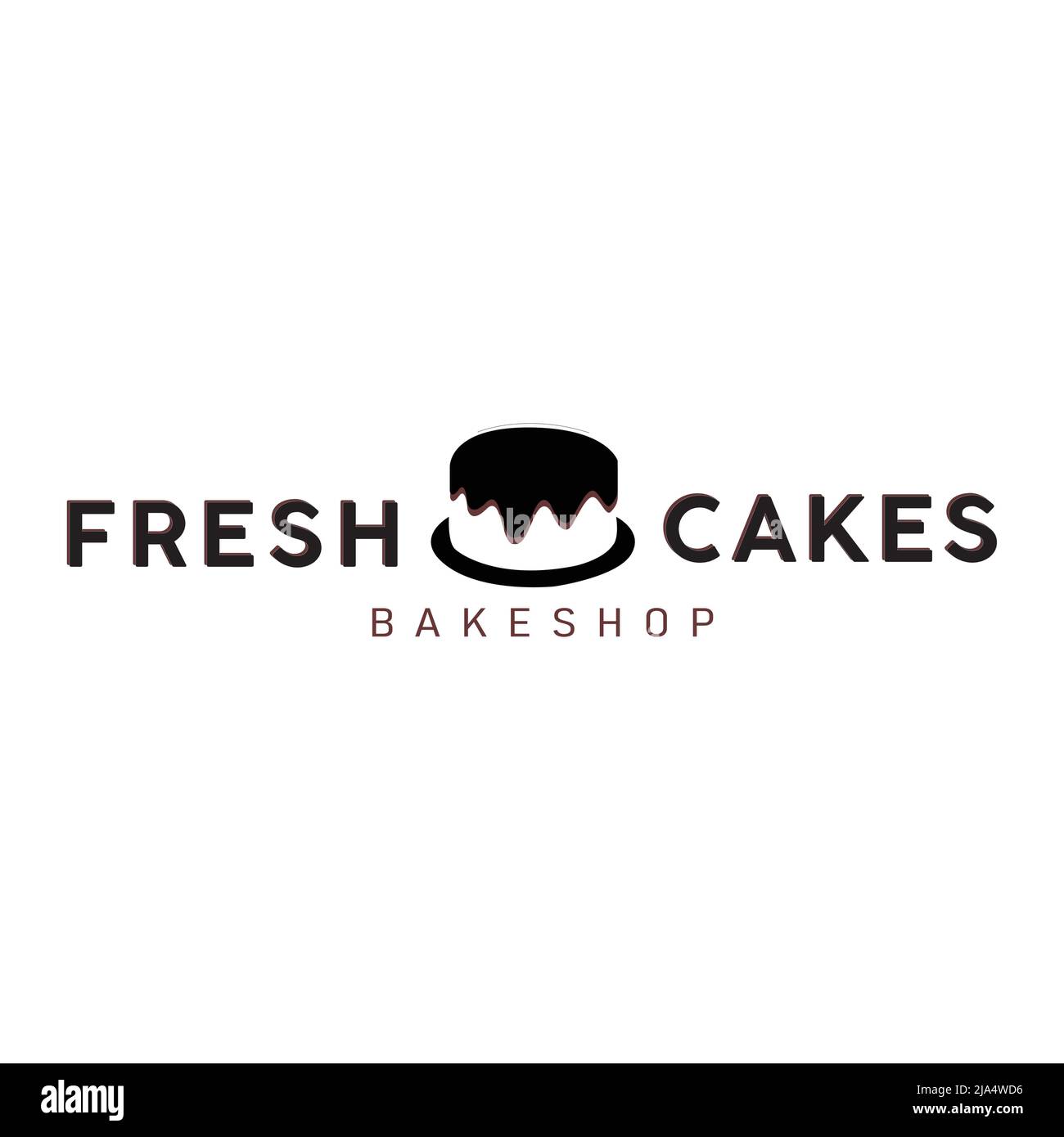 torta fresca logo negozio forno con profilo marrone Illustrazione Vettoriale