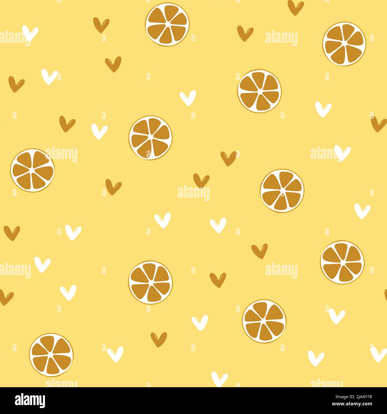 Illustrazione estiva con arance e limoni. Motivo Seamlees con frutti colorati su sfondo colorato. Concetto di cibo. Modello per invito Illustrazione Vettoriale