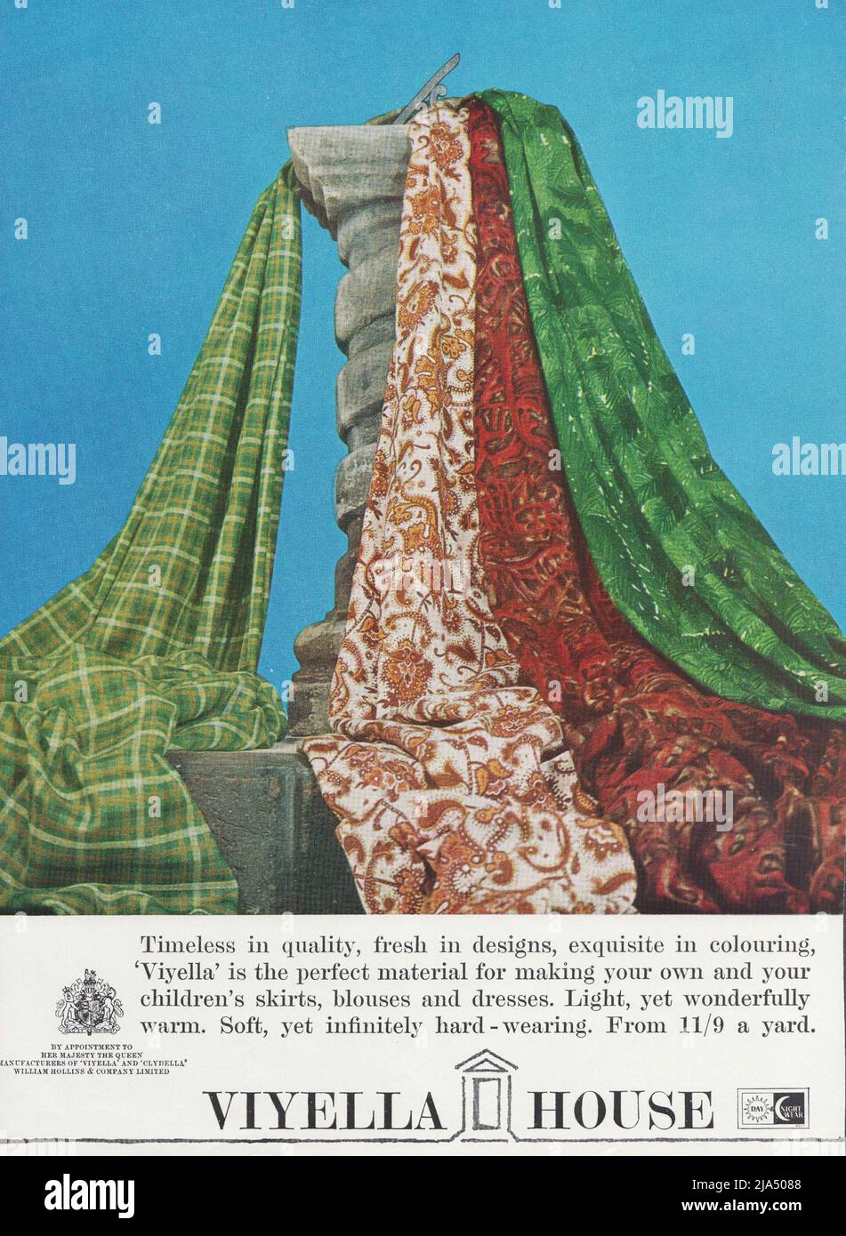 Viyella Casa tessuti Viyella materiale vintage paper pubblicità annuncio 1960s 1970s Foto Stock