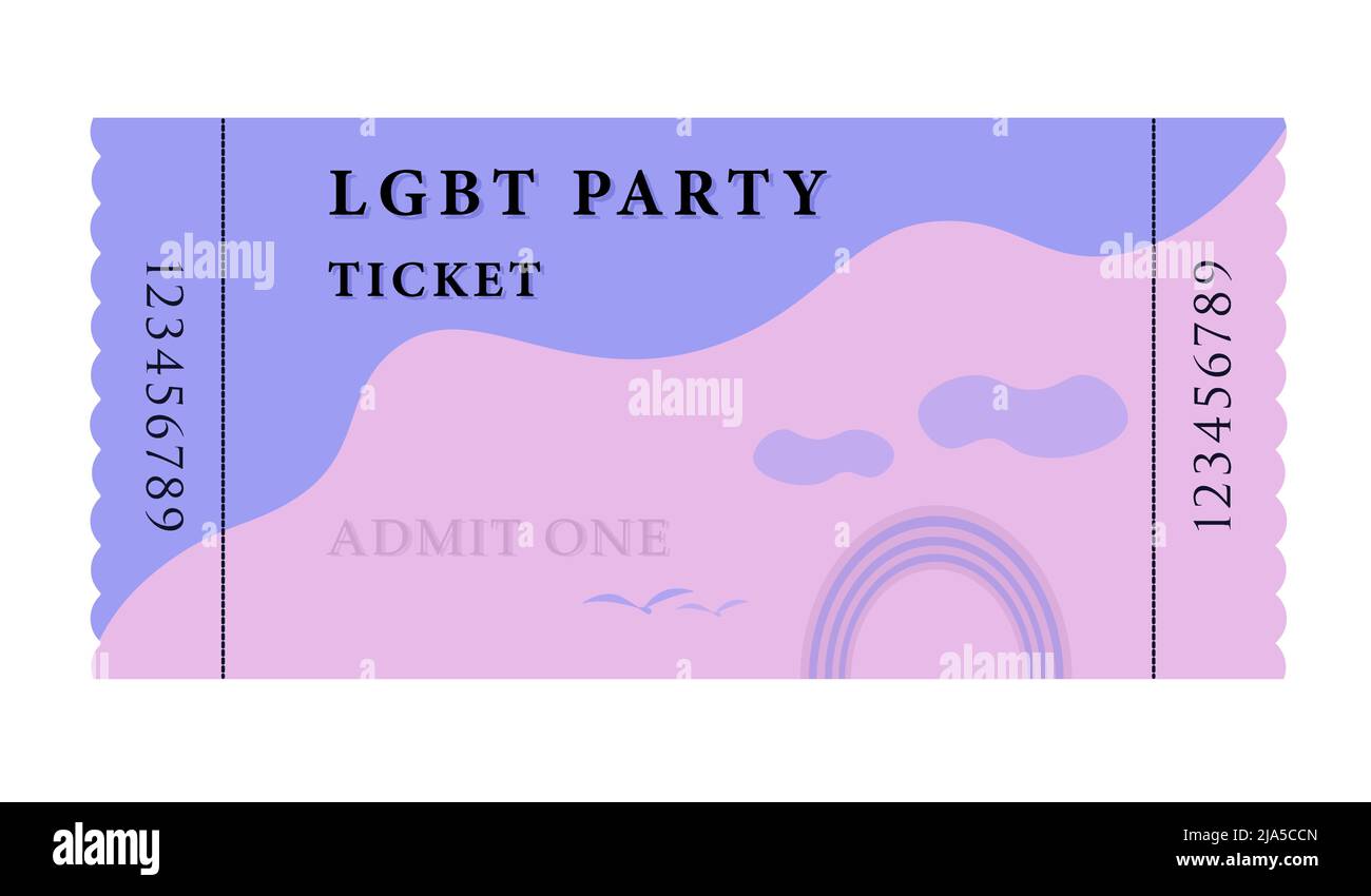 Modello di biglietto LGBT party, illustrazione in tonalità rosa e blu Illustrazione Vettoriale