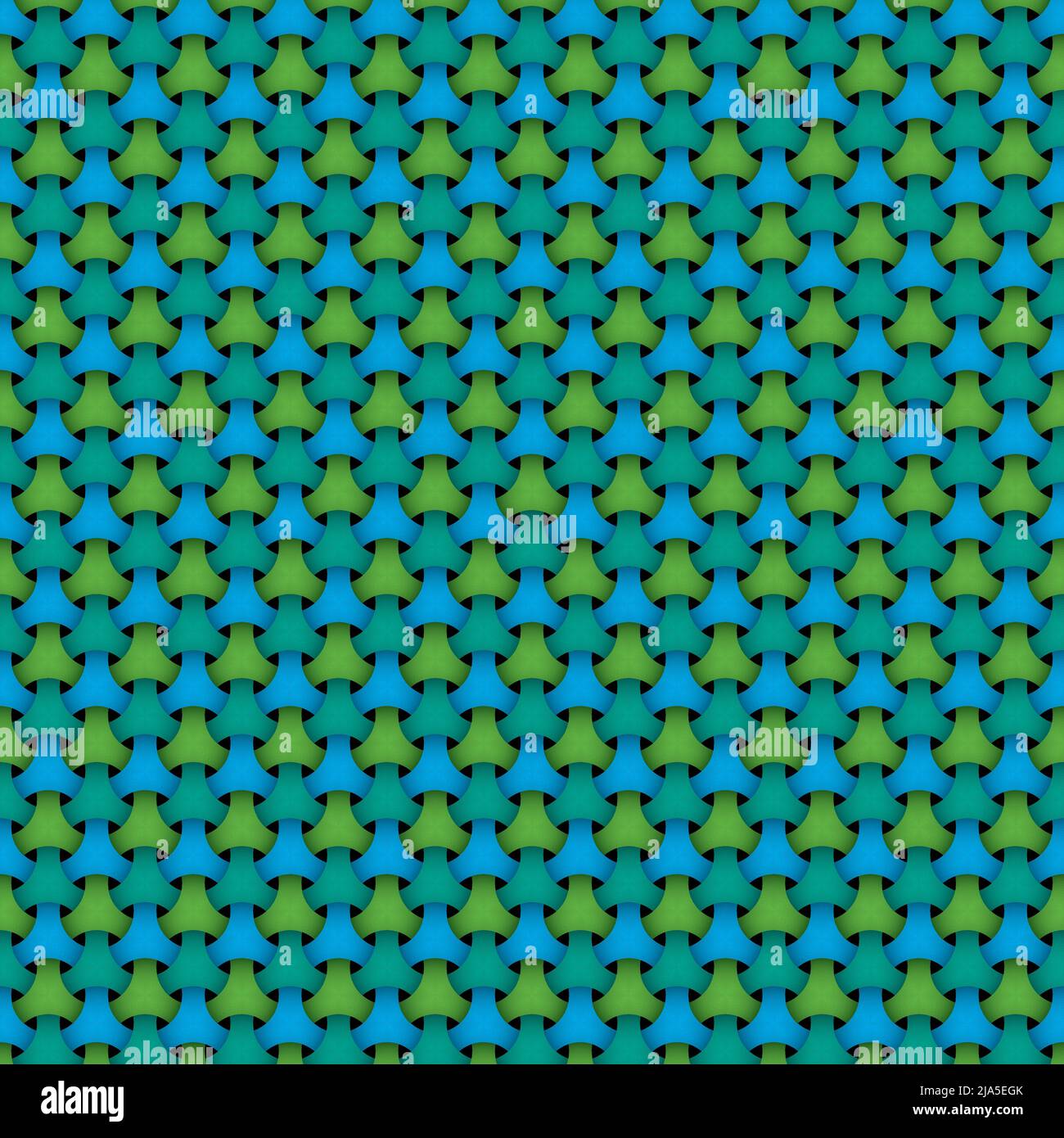 Cerchi interlacciati modello senza giunture. Sfondo blu-verde a colori vettoriale Illustrazione Vettoriale