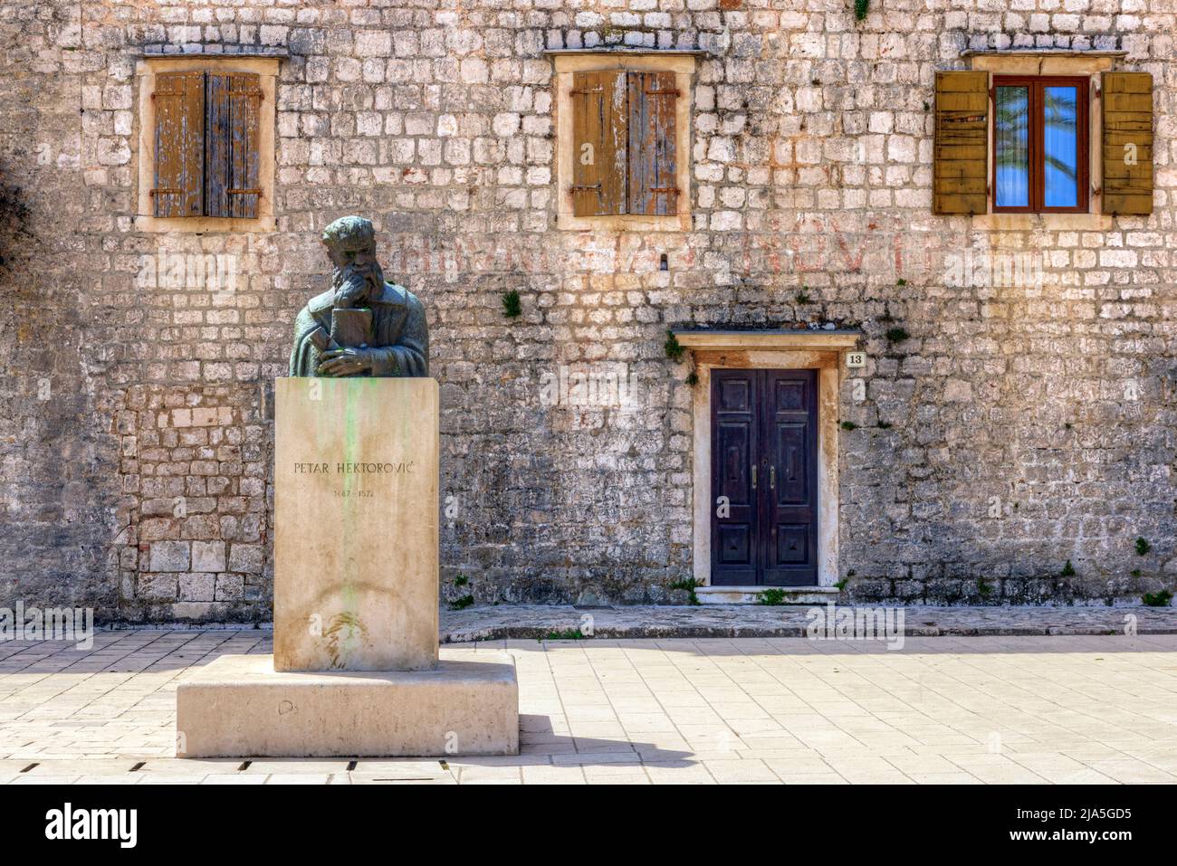 Casa di Petar Hektorovic a Stari Grad, Hvar, Dalmazia, Croazia, Europa Foto Stock
