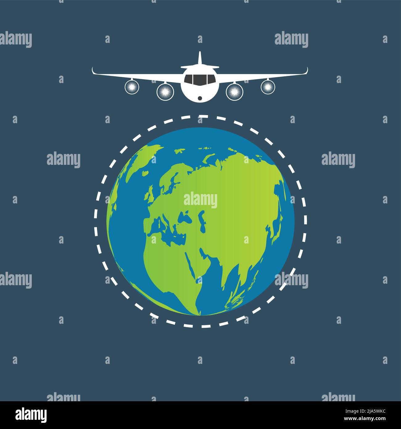 World Travel concept background, aereo che vola intorno al World.Vector illustrazione Illustrazione Vettoriale