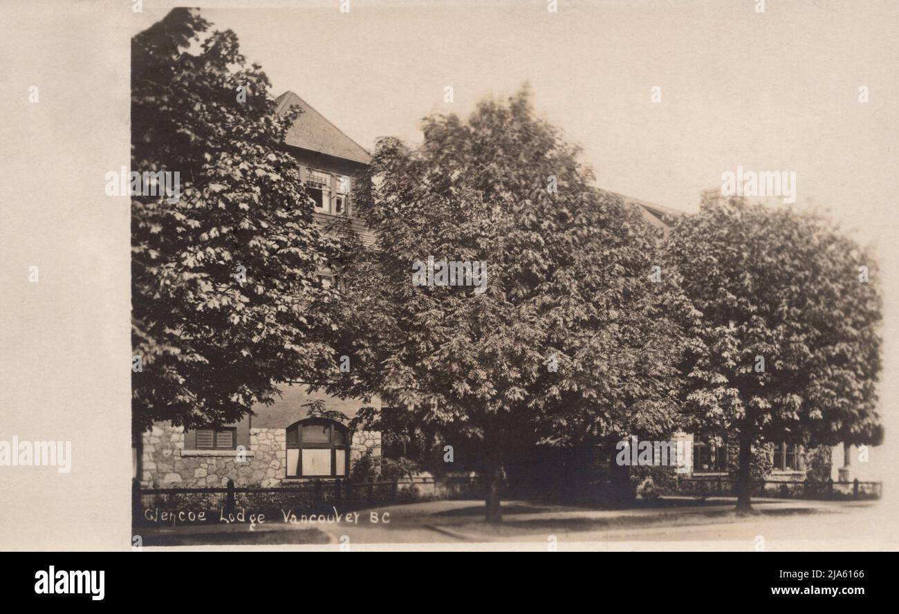 The Glencoe Lodge, Vancouver BC, circa 1920 's cartolina. Non identificato fotografo Foto Stock