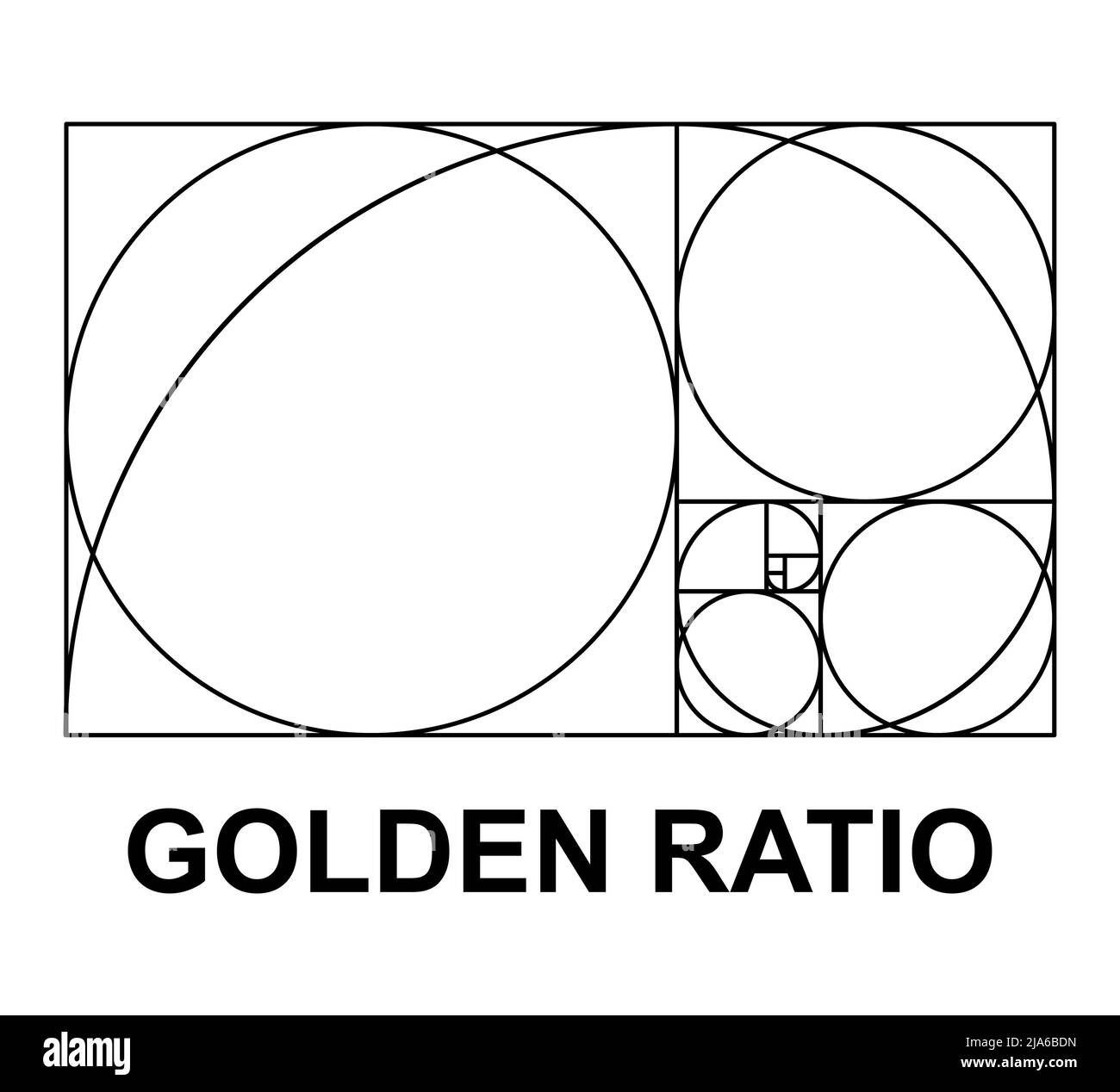 Icona minimalista Golden Ratio. Forme geometriche rappresentazione vettoriale a proporzione piatta . Illustrazione Vettoriale