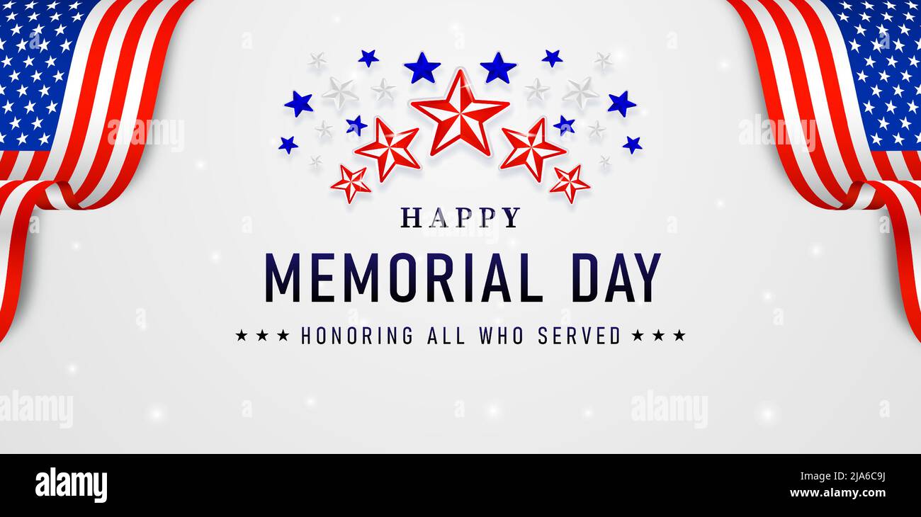 giornata felice memoriale con sfondi di stelle scintillanti per banner di sito web, poster corporate, segno business, social media post, agenzia pubblicitaria Illustrazione Vettoriale