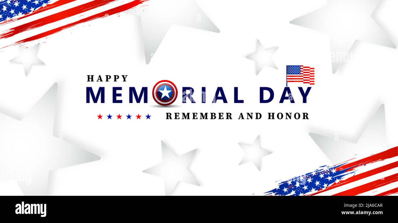 giornata felice memoriale ricordare e onorare con stelle di sfondo per banner sito web, poster corporate, sign business, social media post, pubblicità Illustrazione Vettoriale