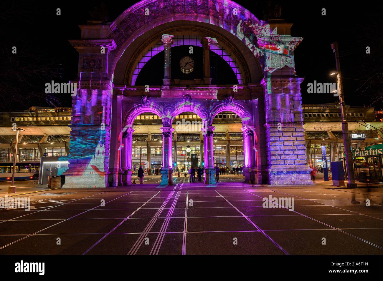 Installazione leggera nella città di Lucerna, Svizzera Foto Stock