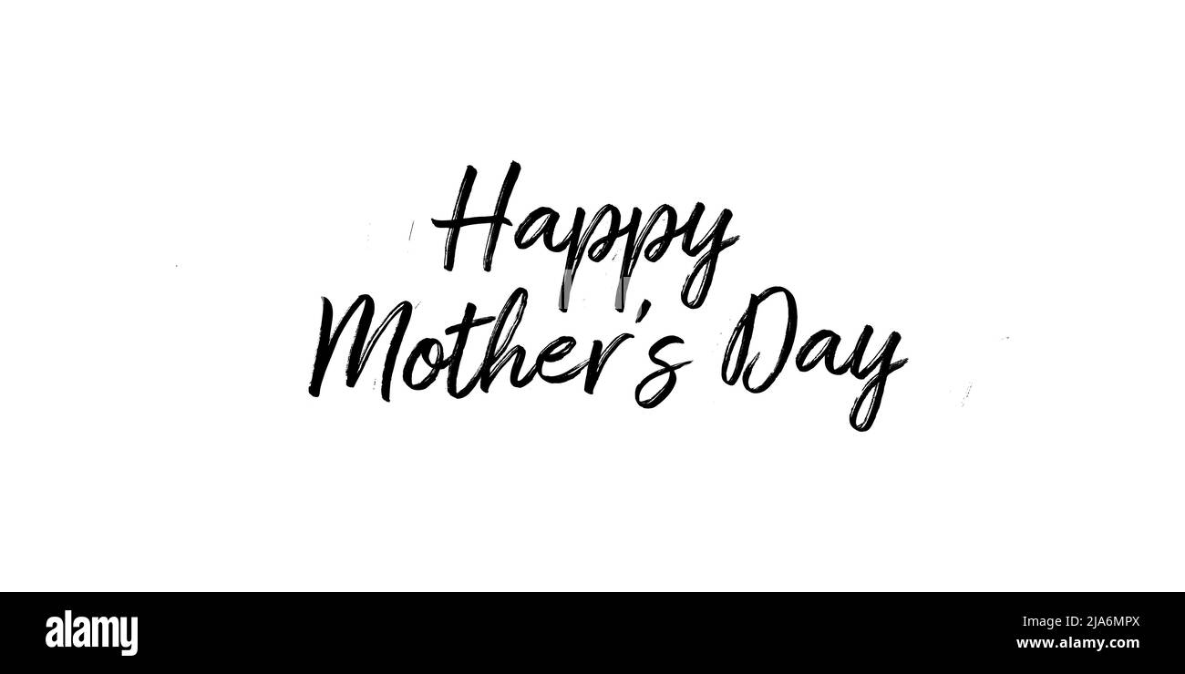 Cartolina del giorno della mamma felice. Lettere per le festività. Illustrazione dell'inchiostro. Calligrafia moderna a pennello. Isolato su sfondo bianco. Illustrazione Vettoriale