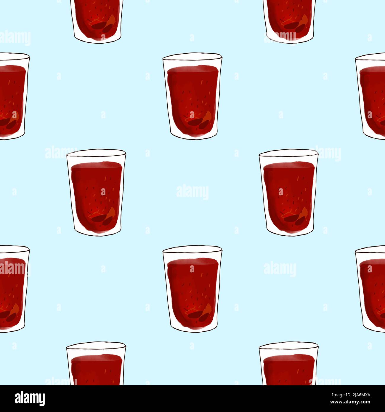 Modello senza cuciture con vetro da illustrazione e compote di frutta Illustrazione Vettoriale