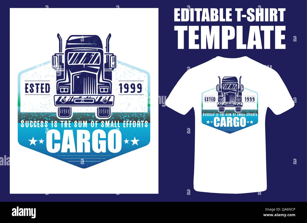 Camicie da campeggio Design. La migliore T-shirt Vintage Trucker. Camuffamento Cargo. Consegna e logistica. Illustrazione dello schizzo vettoriale. Raccordo a T per camion Illustrazione Vettoriale