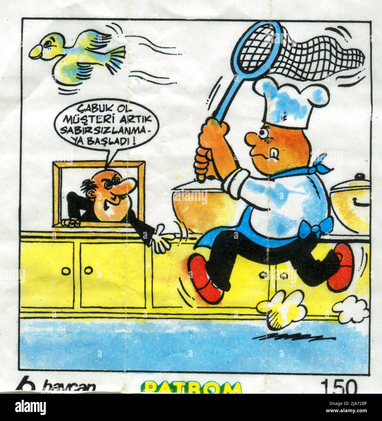 Inserto gomma da masticare turca. Baycan, PATBOM. Cartone animato. 1980s. Foto Stock