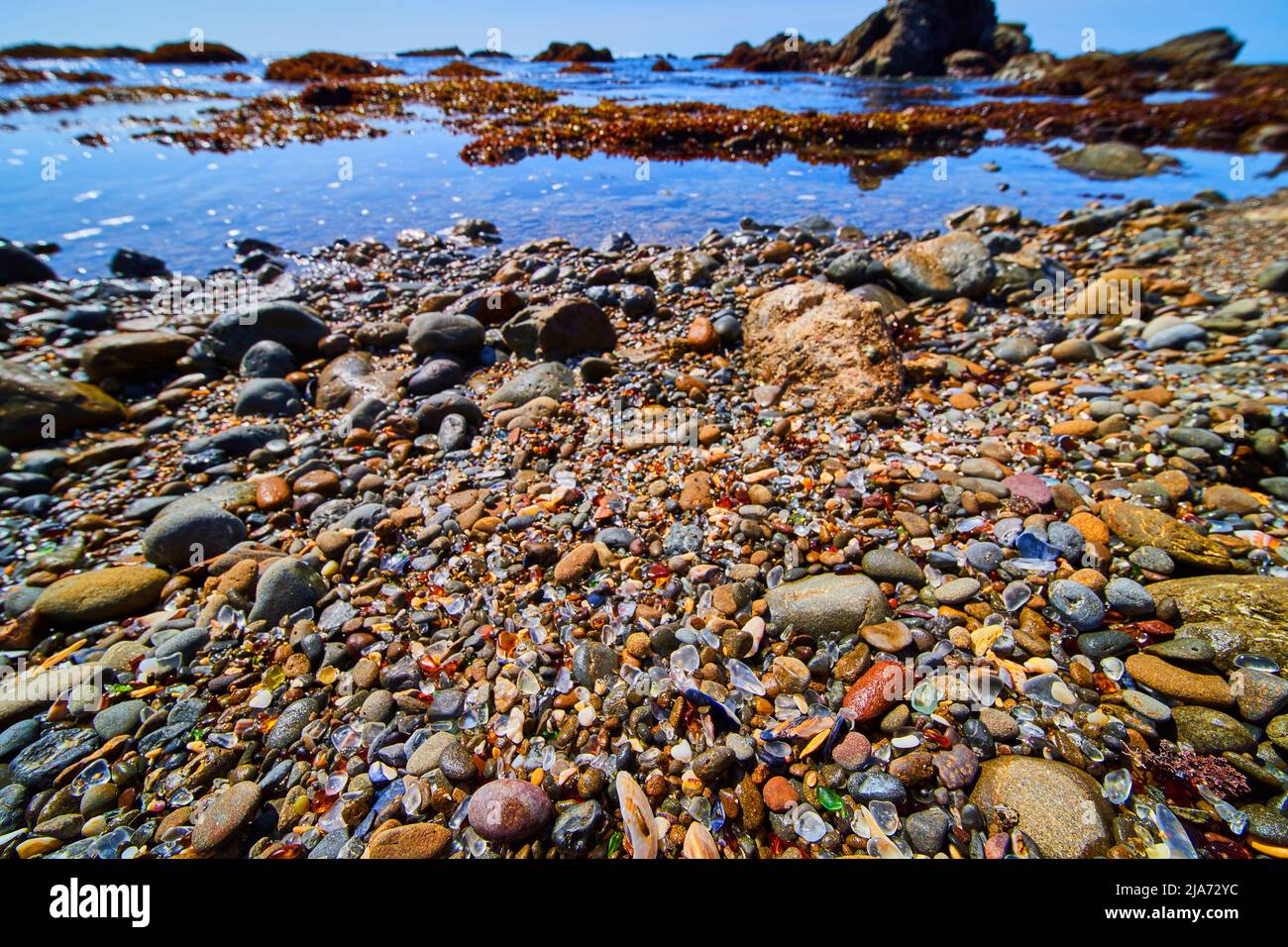 Dettagli di vetro di Glass Beach in California Foto Stock