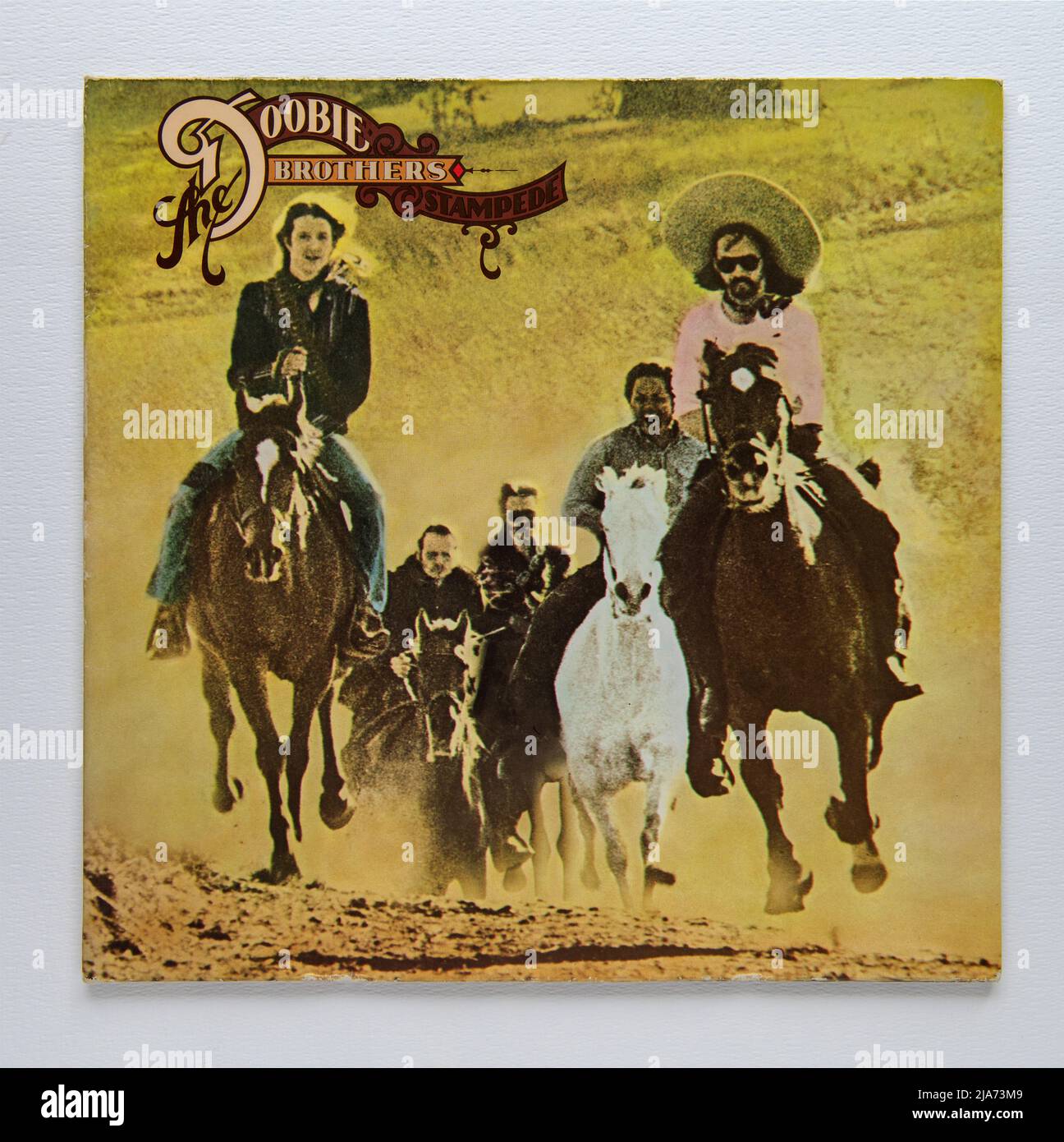 Copertina LP di Stampede, il quinto album in studio dei Doobie Brothers, uscito nel 1975. Foto Stock