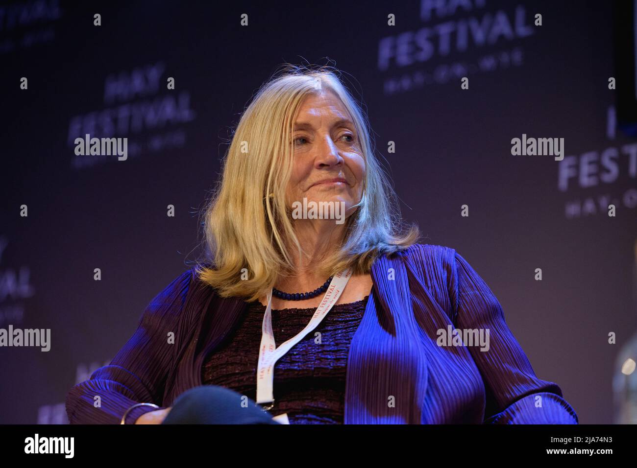 Hay-on-Wye, Galles, Regno Unito. 28th maggio 2022. Rosie Boycott e Carmen Callil in conversazione con Laura Bates al Festival Hay 2022, Galles. Credit: Sam Hardwick/Alamy. Foto Stock