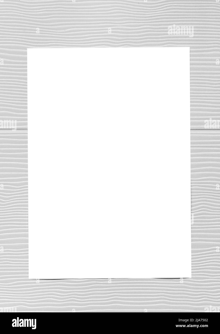 Carta vuota campione bianco disegno sfondo bianco del foglio modello. Foto Stock