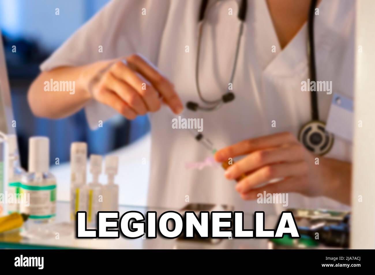 Legionella. Batteri della Legionella (Legionella pneumophila). Malattia febbrile, sia di natura lieve che senza focalizzazione polmonare Foto Stock