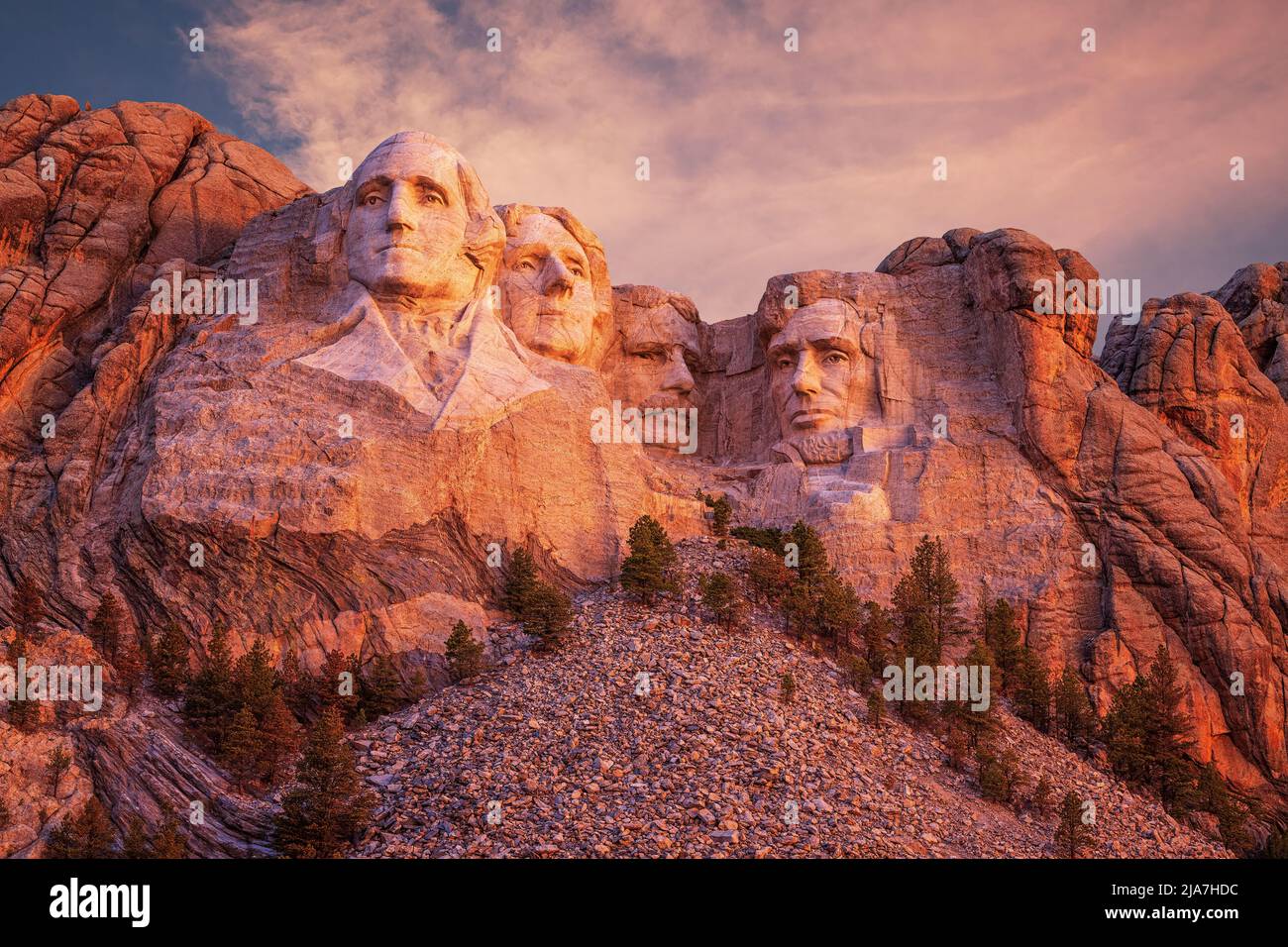 Alba al Monte Rushmore National Monument Foto Stock