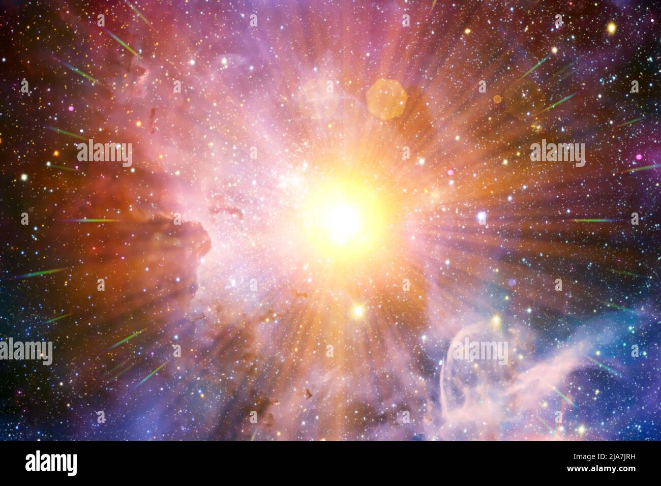 stella di un sistema exoplanetario che irradia Foto Stock