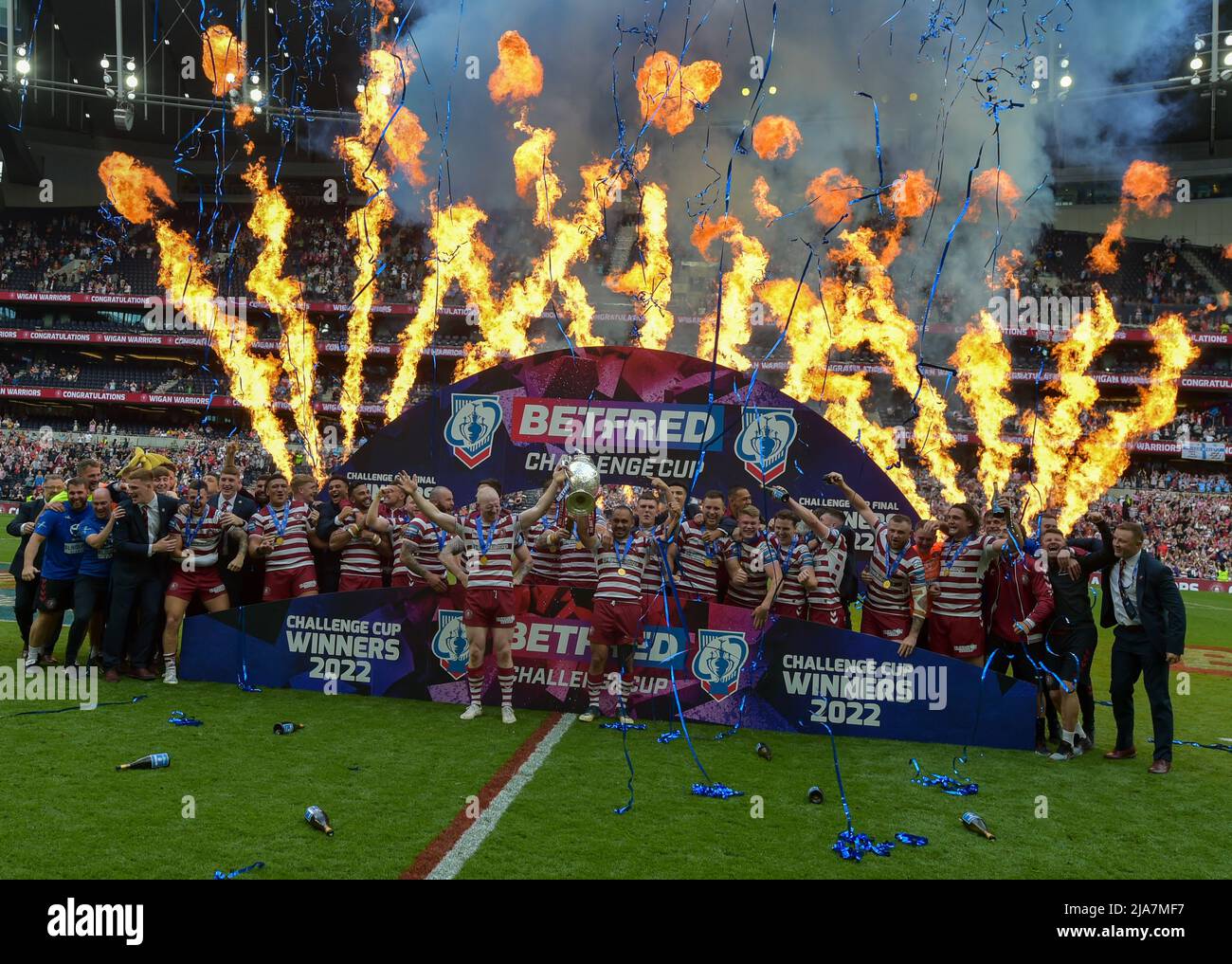 Tottenham Hotspurs Stadium, Londra, Regno Unito. 28th maggio 2022. 2022 finale della Coppa delle sfide: Huddersfield Giants V Wigan Warriors Venue: Tottenham Hotspur Stadium, Inghilterra Data: Sabato, 28 maggio Kick-off: 15:00 BST Credit: Craig Cresswell/Alamy Live News Foto Stock