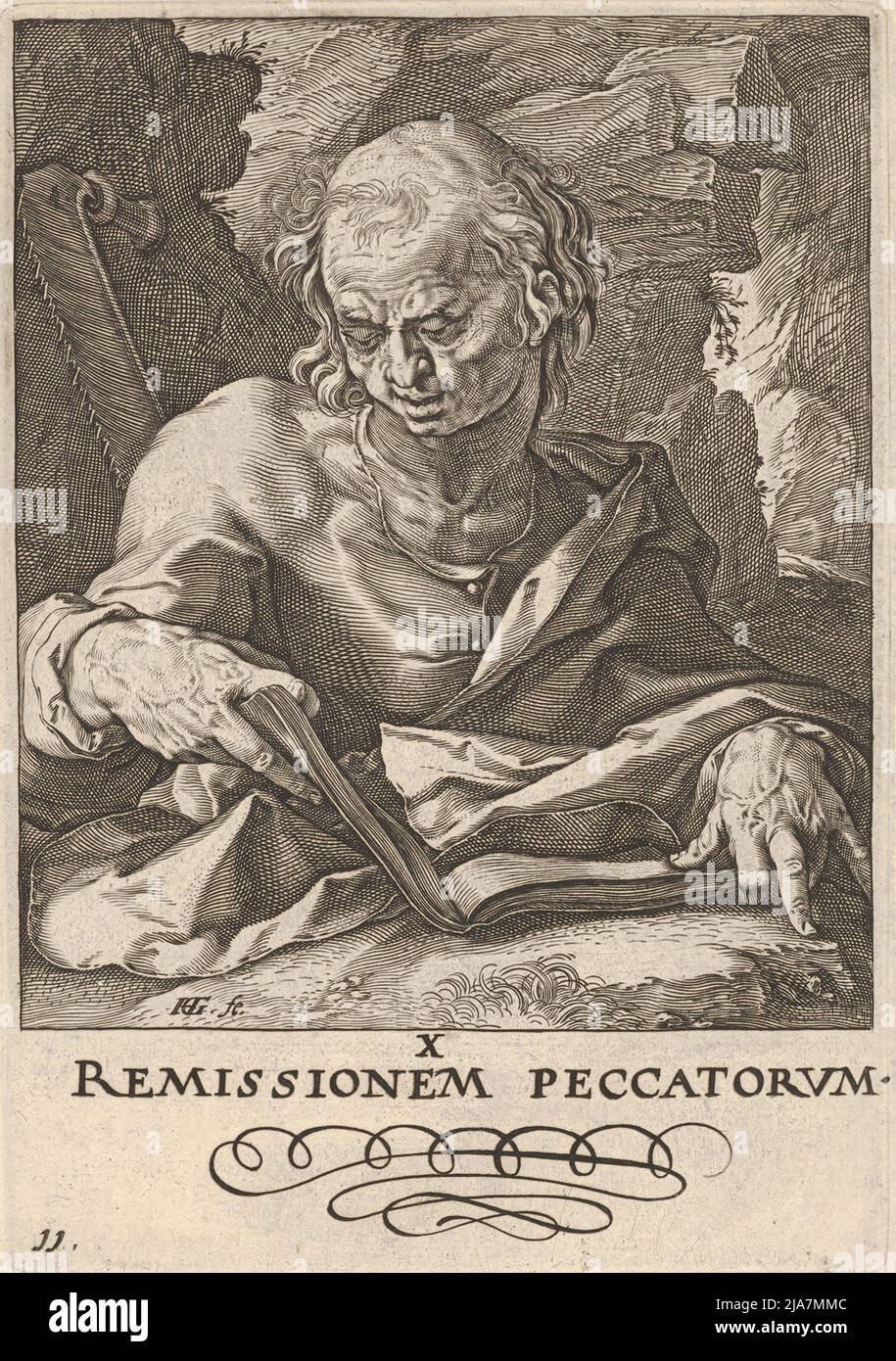 San Simone, da Cristo, gli Apostoli e San Paolo con il Credo, stampa, Hendrick Goltzius Foto Stock