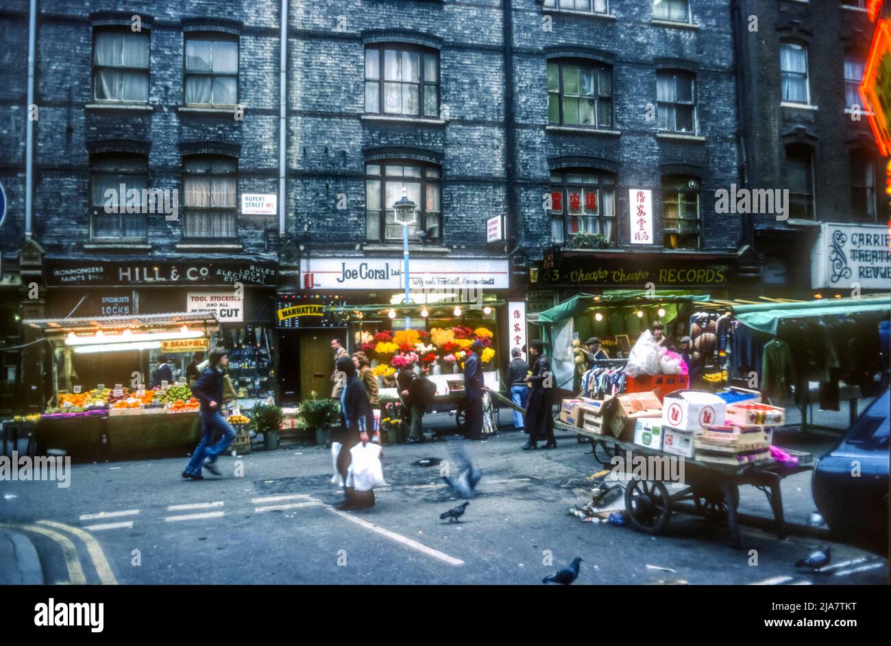 1976 immagine di archivio del mercato di Rupert Street a Soho, Londra. Foto Stock