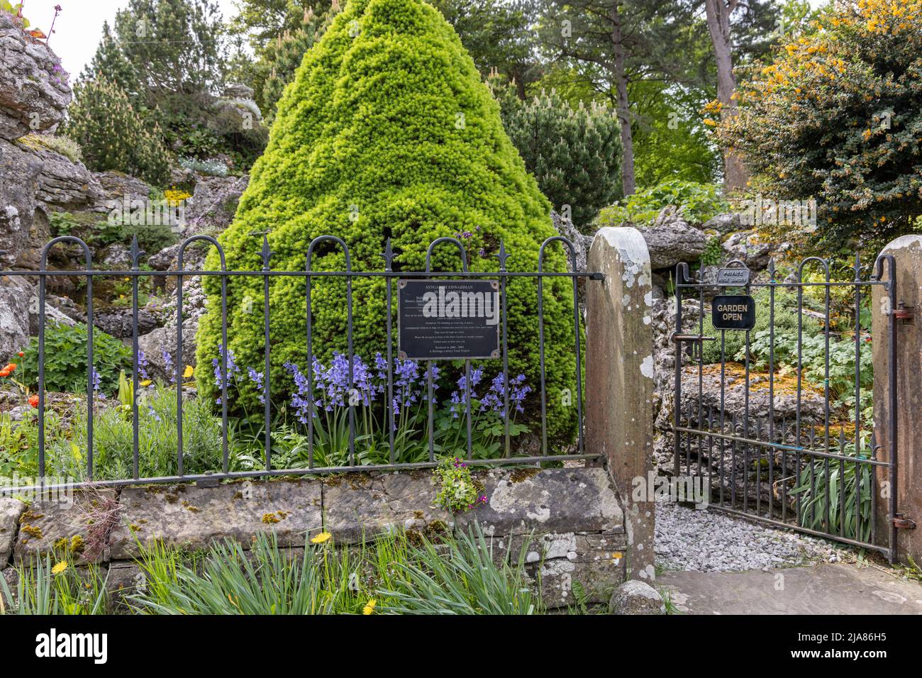 Aysgarth Edwardian Rock Garden, Aysgarth Village, Wensleydale, Yorkshire Dales National Park, Inghilterra Foto Stock Aysgarth Edwardian Rock Garden, Aysgarth Village, Wensleydale, Yorkshire Dales National Park, Inghilterra Foto Stock