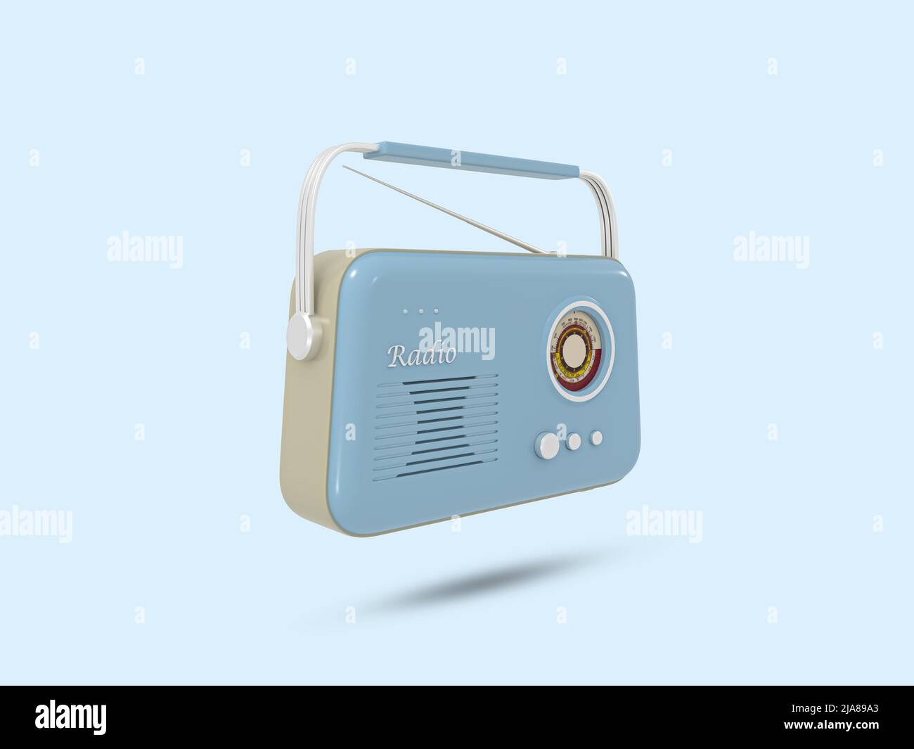 Vecchia icona della radio 3D. Simbolo della radio vintage 3D. Illustrazione della radio posteriore. 3D Illustrazione rappresentata. Foto Stock