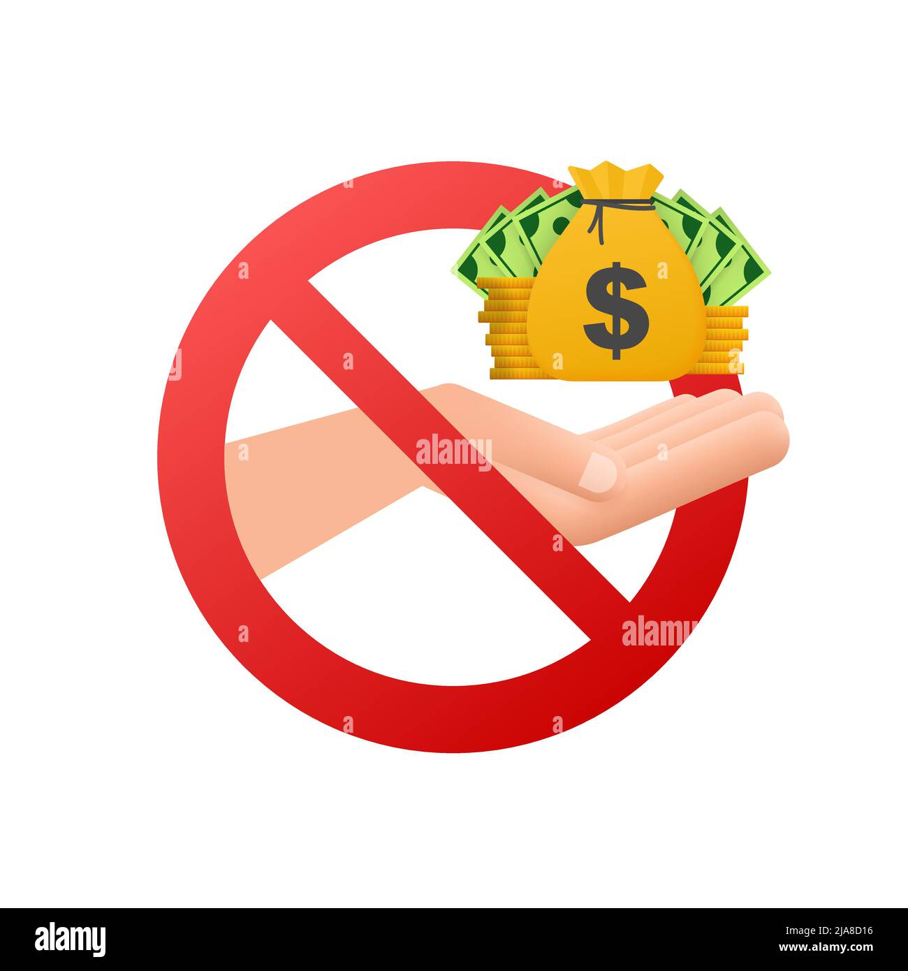 Icona del vettore aziendale. Nessuna moneta per borsa finanziaria con mano Illustrazione Vettoriale