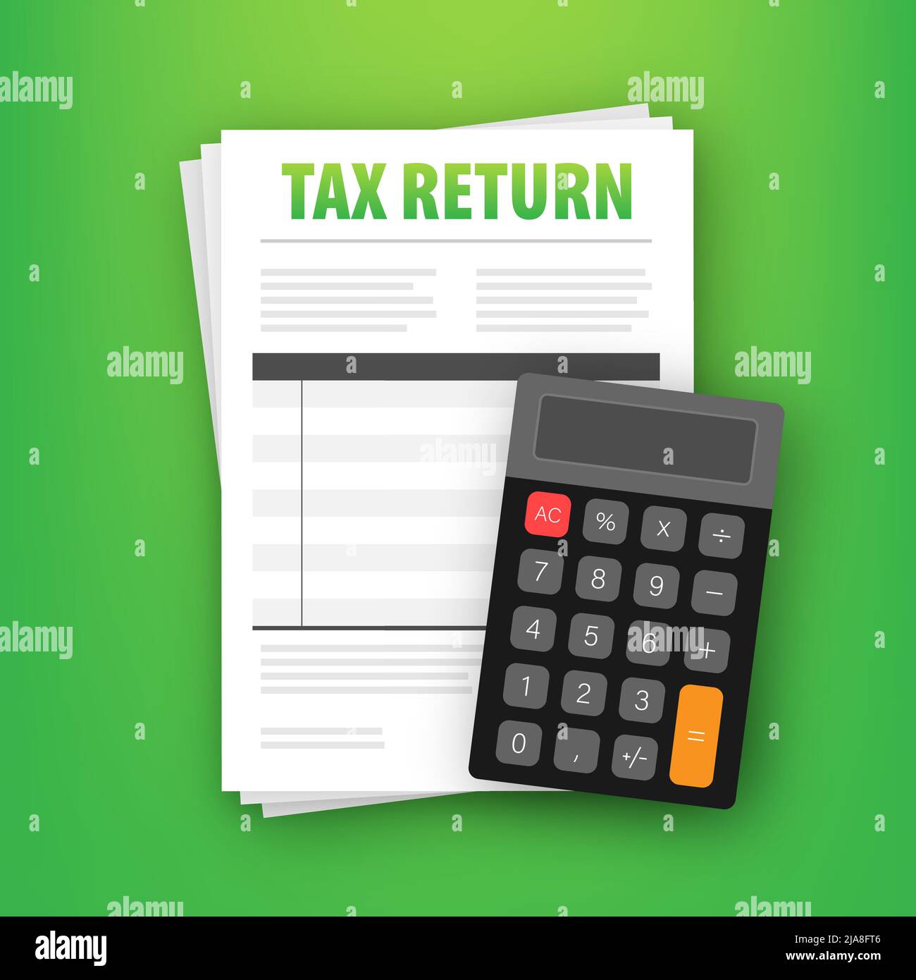 Dichiarazione delle imposte in stile appartamento. Illustrazione vettoriale piatta. Pagamento fiscale online. Illustrazione Vettoriale