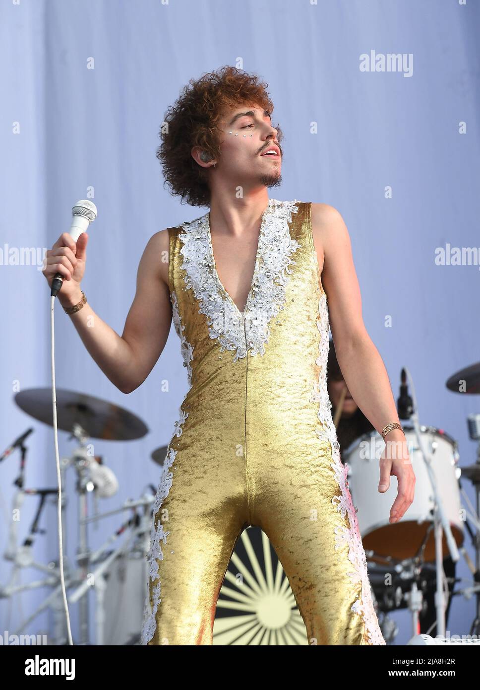 Napa, Stati Uniti. 27th maggio 2022. Greta Van Fleet - Josh Kiszka si esibisce durante la Napa Valley 2022 di BottleRock al Napa Valley Expo il 27 maggio 2022 a Napa, California. Foto: Casey Flanigan/imageSPACE/Sipa USA Credit: Sipa USA/Alamy Live News Foto Stock