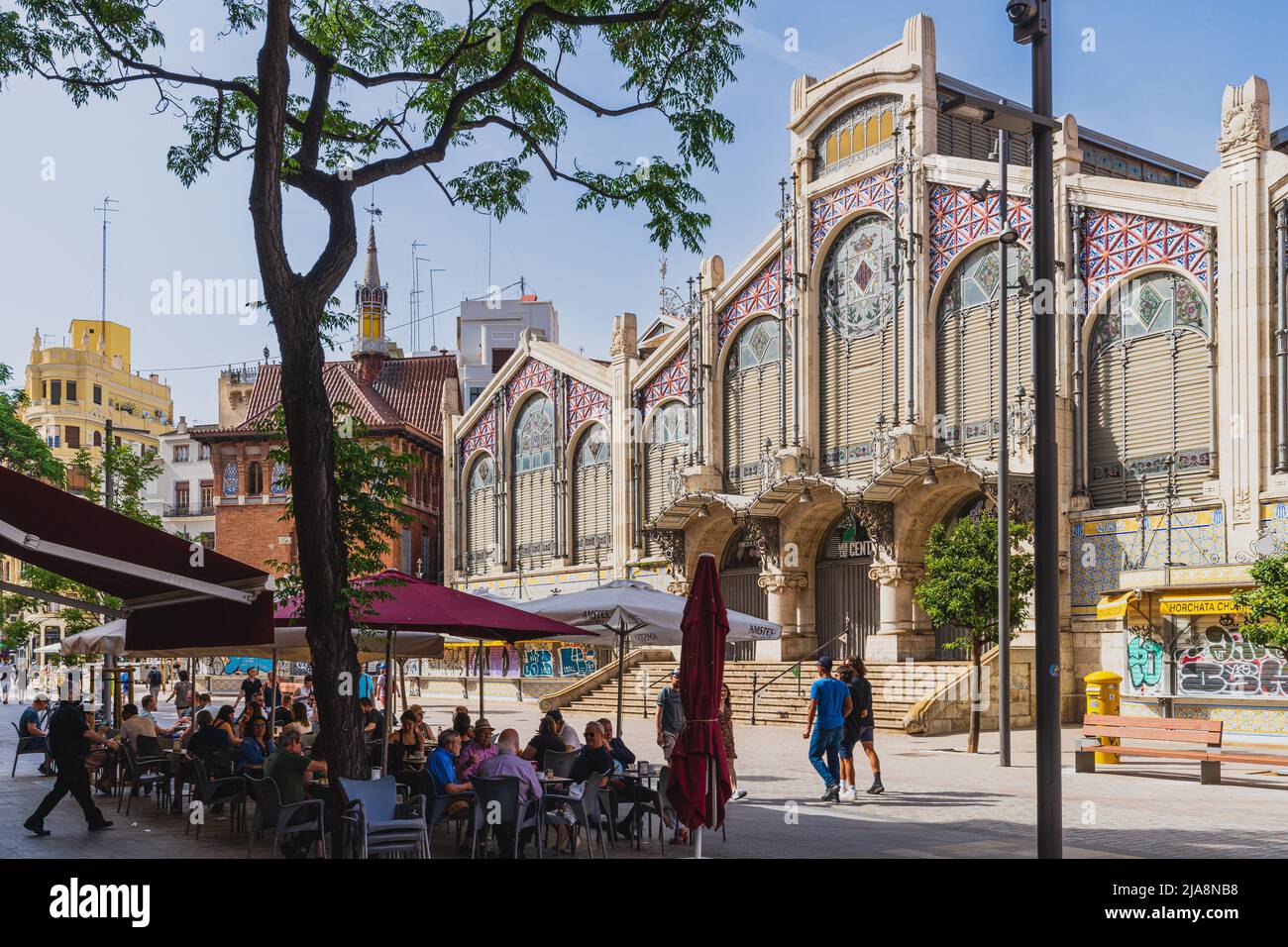 Via della città di Valencia, in Spagna. Foto Stock
