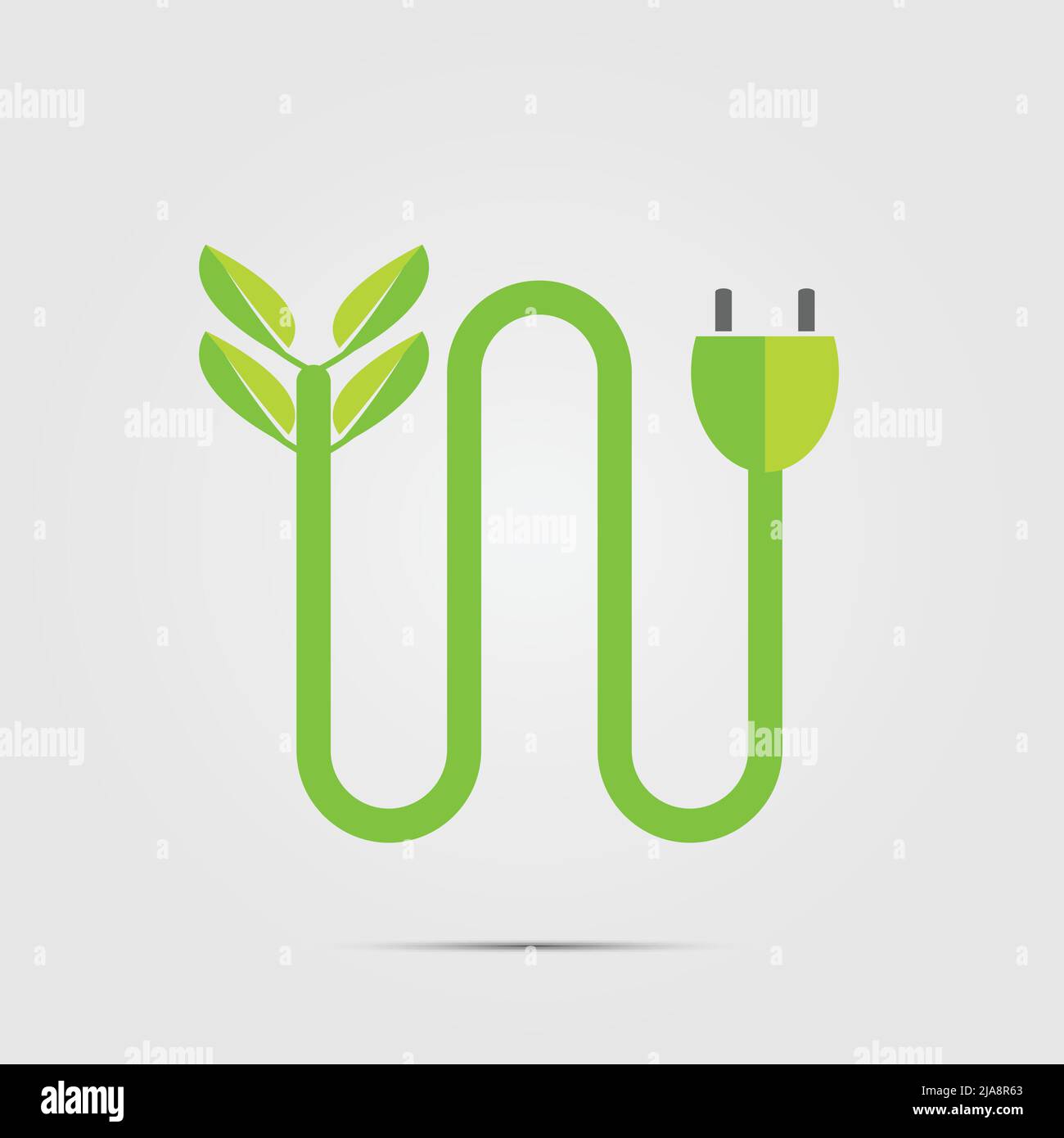Spina di alimentazione verde, emblema o logo ecologico a due colori. Illustrazione vettoriale Illustrazione Vettoriale
