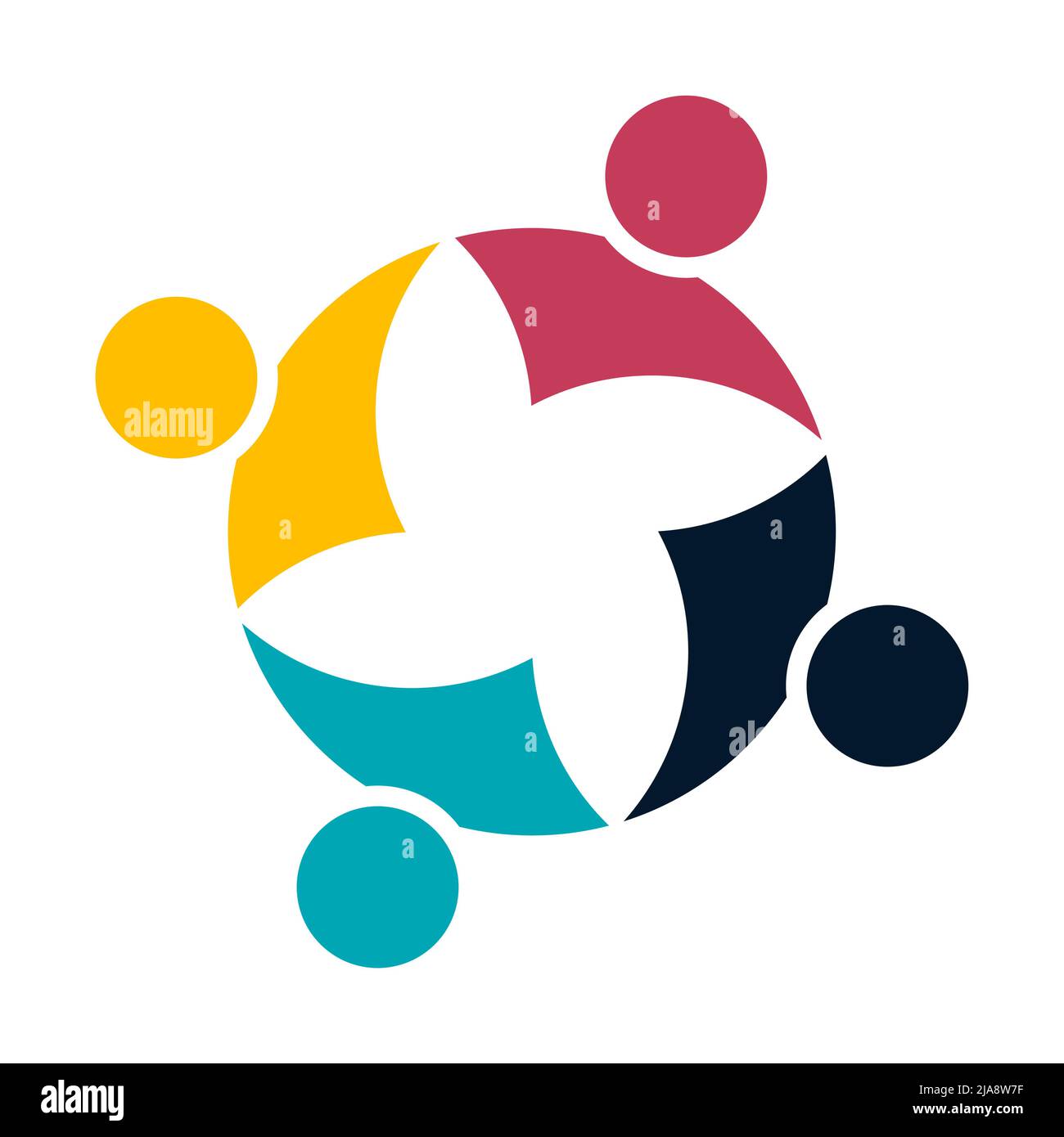 Raggruppare le persone con il logo handshake in un cerchio,Teamwork icon.Vector Illustrator Illustrazione Vettoriale