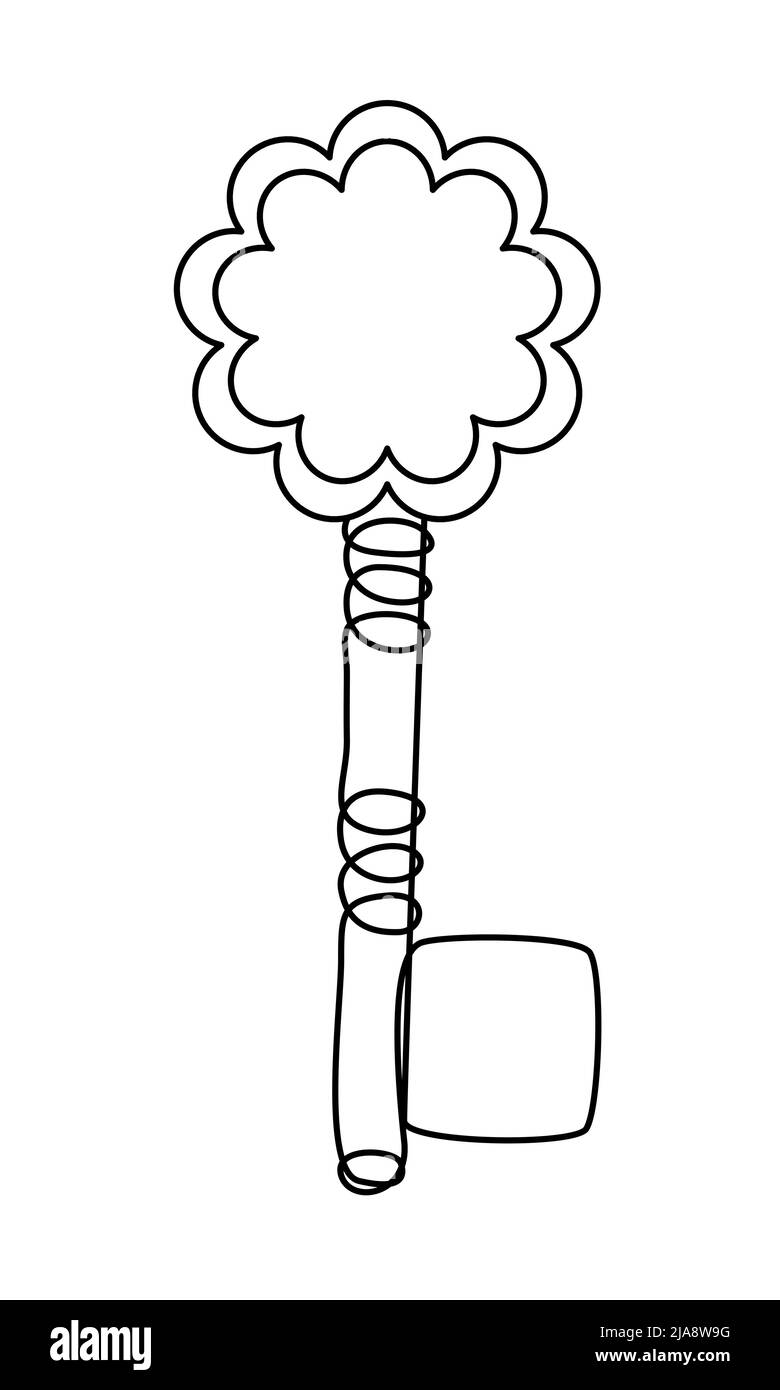 Tasto linea continua. Illustrazione minimalista della chiave per camera d'albergo, casa, auto, armadietto. Elemento vettoriale per la vendita di immobili Illustrazione Vettoriale