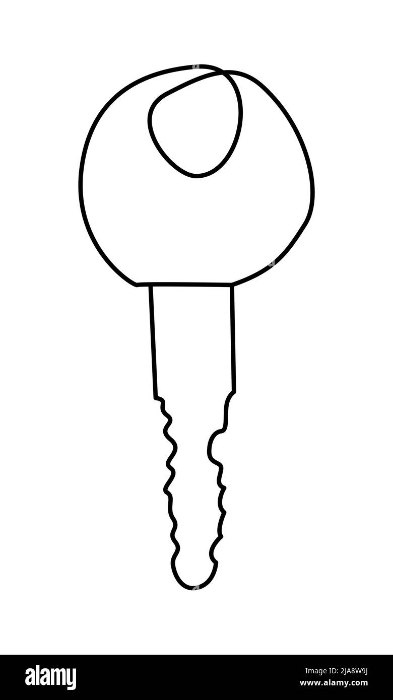 Tasto linea continua. Illustrazione minimalista della chiave per camera d'albergo, casa, auto, armadietto. Elemento vettoriale per la vendita di immobili Illustrazione Vettoriale