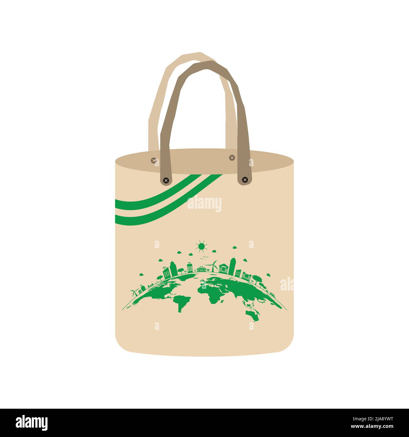 Concetto di ecologia,idee per borse in tessuto eco-compatibili,illustrazione vettoriale Illustrazione Vettoriale