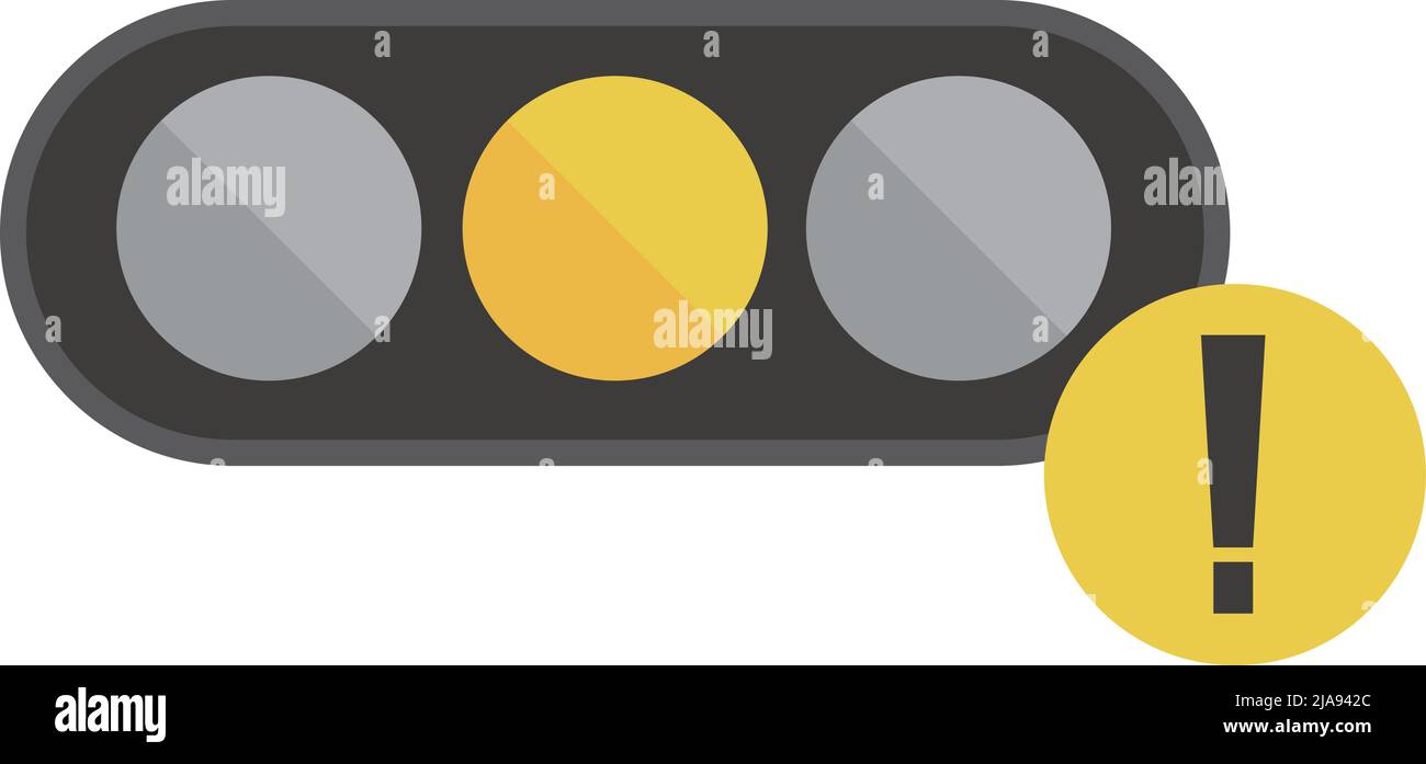 Icona piatta del semaforo giallo e contrassegno di attenzione. Vettore modificabile. Illustrazione Vettoriale
